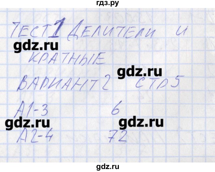 ГДЗ по математике 6 класс Попова контрольно-измерительные материалы  тест 1. вариант - 2, Решебник