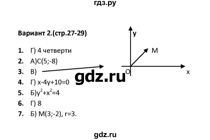ГДЗ по геометрии 9 класс  Фарков тесты (Атанасян)  тема 2 / вариант 2 (часть) - 1, Решебник